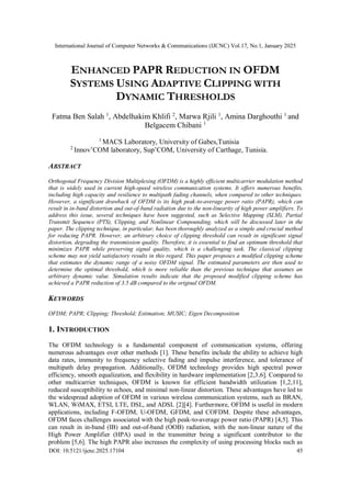 Enhanced Papr Reduction in OFDM Systems using Adaptive Clipping with ...