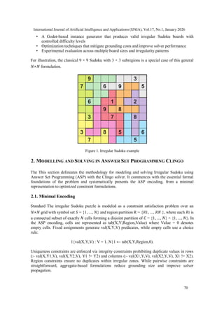 Answer Set Programming in Solving Irregular Sudoku Puzzles | PDF