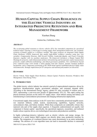 Human Capital Supply Chain Resilience in the Electric Vehicle Industry ...