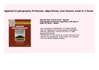 Applied Cryptography Protocols Algorithms And Source Code In C Book 693 Applied Cryptography Protocols Algorithms And Source Code In C Book 693