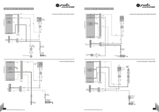 DIAGRAMAS DE CIRCUITOS ELÉCTRICOS DIAGRAMAS DE CIRCUITOS ELÉCTRICOS
VELOCÍMETRODIGITAL
Or/Br
Gr/R
Br/L
Gr/RGr/R
W
Br/L
Gr/R
VELOCÍMETRODIGITAL
Gr/R
N
Br/L
Or/Br
Br/L
W/B
N
O
W/B
Or/Br
B/Y
Br/LBr/L
Gr/RGr/R
Br/L
Gr/R
W/YW/Y
B/YB/Y
Lg
VELOCÍMETRODIGITAL
VELOCÍMETRODIGITAL
N
O
INTERR.
ENCEND
Lg
Br/L
Br/L
Gr/R
W/B
WW/B
Br
PIN NO. 1
GRUPO INSTRUMENTO + ENTRADA
Gr/R
Circuito de Indicador de Parador Lateral PIN NO. 1
GRUPO INSTRUMENTO + ENTRADA
Br
PIN NO. 3
Gr/R INT. GRAL
MOTOR OFF
Circuito de Interruptor de Presión de Aceite
PIN NO. 4
SENSOR SOPORTE LAT.-ENTRADA
Or/Br Or/Br
MOTOR OFF
ON INTER..
GENERAL
SENSOR PRESIÓN ACEITE - ENTRADA
Br/G Br/G ON
PIN NO. 6
RETORNO COMÚN
PIN NO. 7
RETORNO COMÚN PIN NO. 6
RETORNO COMÚN
PIN NO. 7 B/Y
RETORNO COMÚN
W
W
PIN NO. 16
BATERÍA PERMANENTE + ENTRADA
O O
F
F
Br
ACOPLE
SELLADO
Br/L
PIN NO. 16
BAT. PERMANENTE + ENTRADA
W
ACOPLADOR
SELLADO
Gr/R
INTERR.
ENCEND
W W
B/Y
FUSIBLE 1
(20 Amps.)
O
F
F
Br
INT.
ENCENDIDO
W
Br/L
W
Br/L
W
FUSIBLE 1
(20Amps.)
INT. PARADOR LATERAL
BATERÍA
12V-8Ah
INT. PRESIÓN
ACEITE
B/Y
BATERÍA VRLA
Br/G 12V-8Ah
PIN NO. 1
GRUPO INSTRUMENT +ENTRADA
PIN NO. 6
RETORNO COMÚN
PIN NO. 7
B/Y
Gr/R Gr/R
INTERR.
GRAL.
MOTOR
OFF ON
Circuito Indicador Neutro PIN NO. 1
GRUPO INSTRUMENTO + ENTRADA
Br Gr/R
W/Y
INT.
GRAL
ON
MOTOR OFF
UNIDAD
TANQUE
TFR
Circuito Indicador Combustible
RETORNO COMÚN
Lg Lg
PIN NO. 9
INDICADORNEUTRALTESTIGO
PIN NO. 6
RETORNO COMÚN
PIN NO. 7
RETORNO COMÚN
B/Y
W
MOTOR ON
PIN NO. 13
INDICADOR NIVEL COMBUSTIBLE
W/Y
PIN NO. 16
BATERÍA PERMANENTE + ENTRADA
O
F
F
Br
ACOPL.
SELLADO
Br/L
Gr/R
W
PIN NO. 16
BATERÍA PERMANENTE+ ENTRADA
O
O
N
F
F
ACOPLADOR
SELLADO
Gr/R
W/Y
W W W
Br
INTERR.
ENCEND
W
Br/L
W
Br/L
W
INTERR.
NEUTRO
FUSIBLE 1
(20 Amps.)
BATERÍA VRLA
12V-8Ah
ENSAMB. CAJA
FUSIBLEE 1
(20 Amps.)
BATERÍA VRLA
12V-8Ah
109 NOTAS DE INSTRUCCIÓN PULSAR 200 NS NOTAS DE INSTRUCCIÓN PULSAR 200 NS 110
 