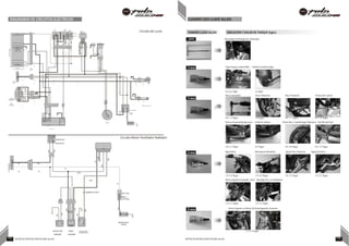 DIAGRAMAS DE CIRCUITOS ELÉCTRICOS CUADRO USO LLAVE ALLEN
Gr/R
V
Y/L
R
Gr/R
R/W
Gr/R
B/Y
B/Y
L/W
Br
V
Y
Y/L
RR
Br/WR
Br/W
B/Y
Br/L
VELOCÍMETRODIGITAL
W
B/Y
W
L/W
L/W
W
B/Y
L/W
Br/L
N
L/W
L/W
R/Y
Y/L
R/B
Br/W
R/Y
R/B
Br
V
L/W
L/W
Br
0.4~0.5 Kgm 0.5 Kgm
Perno manubrio Disco Delantero Disco Posterior Protección Lateral
Lateral
R/B
W
Br/L
L/W
L/W
W/B
Y/L
R/B
B/Y
Br/W
R/L
Br/L
Gr/R
Y
Br/L
B/Y
L/G
B/Y
B/W
N
INT.ENCENDIDO
Gr/R
R/L
R/L
L/G
B/W
WW/B
Gr/R
B/Y
PIN NO. 1
Br
GRUPO INSTRUMENT+ENTRADA
Gr/R
INT.
LUZ
OFF
PO
LO
CONTR
OL LED
INT.
GRAL
MOTOR OFF
MOTOR ON
UNIDAD
CONTROL FARO
DELANTERO
Circuito de Luces TAMAÑO LLAVE ALLEN UBICACIÓN Y VALOR DE TORQUE (kgm)
3mm Abrazadera de Manga de Carburador
ON
PIN NO. 5
LU DE POSICIÓN - ENTRADA
PIN NO. 6
RETORNO COMÚN
PIN NO. 7
R
B/Y
CAPACITOR
ENS. REGULADOR DC
CON CONDENSADOR
RETORNO COMÚN
W
R
W
V
PIN NO. 14
IND. LUZ CARRETERA
PIN NO. 16
BATERÍA PERMANENTE+ENTRADA
R/B
W
ACOPL.
SELLAD
O
R/B Gr/R
4 mm Tapa tanque combustible Cubierta Guarda Fango
O O
F
F
Br
INT.
ENCENDID
O
W
Br/L
W
Br/L
W
W
R
R
W
Br
B/Y
R
B/Y
R
LEDENS.LUZPOST
R
B/Y W
ENS. LUZ
DELNATERA/FARO
12V-35/35W HS1
R/B
B/Y
R/Y
R/B
B/Y
R/Y
B/Y
5 mm
LUZ R
POSICIÓN
12V-5W- 2 Nos.
R
R R/W
LUZ DE PLACA.12V-10W
ENS. CAJA GEMELA
FUSIBLE
2 (15
Amps.) FUSIBLE 1
(20 Amps.)
LO HI
MAGNETO
Br
BATERÍA VRLA
12V-8Ah
0.8~1.2 Kgm 3.0 Kgm 0.9~1.1 Kgm 0.8~1.0 Kgm
Pernos de guardafango post. Cubierta Cadena Perno Mon. Guardafango Delantero Parrilla del Sarí
INT. PASO LUZ IHI/LO LED'S
INT.
INT. CONTROL LI
INT. GRAL.
ON
MOTOR OFF
MOTOR ON
C.D.I.
Circuito Motor Ventilador Radiador
2.0~2.2 Kgm 0.5 Kgm 0.6~0.8 Kgm 0.8~1.0 Kgm
6 mm Agarradera Montaje de Manubrio Apoyo Pie Conductor Soporte lateral
O O
F
F
Br Br/L
W
W W
Gr/R
B/W
1.8~2.0 Kgm 1.8~2.0 Kgm 1.8~2.2 Kgm 1.8~2.2 Kgm
Perno Superior Horquilla -LI/LD Montaje Ens. Luz Delantera
L/G (BOBINA RE VENT.)
ENS. CAJA
FUSIBLE 1
(20 Amps.)
1.8~2.2 Kgm 1.8~2.2 Kgm
8 mm Perno Superior e Inferior de Amortiguador Posterior
BATERÍA VRLA
12V-8Ah
MOTOR VENT. RELAY SENSOR TEMP.
REFRIGERANTE
3.2~3.8 Kgm
RADIADOR RADIADOR
113 NOTAS DE INSTRUCCIÓN PULSAR 200 NS NOTAS DE INSTRUCCIÓN PULSAR 200 NS 114
 
