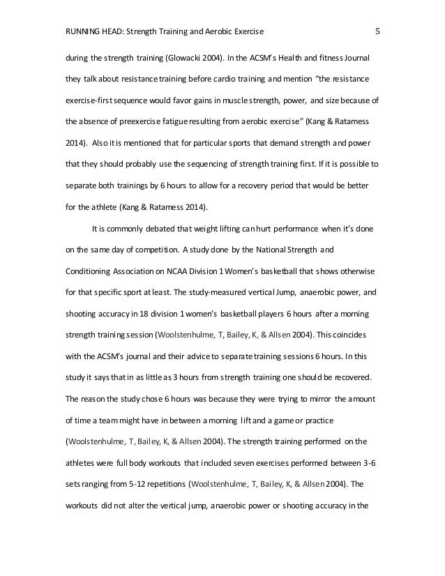 The Correct Sequencing Of Strength Training And Aerobic Exercise Running Head Strength Training Essay Thesis Statement Example also Research Essay Topics For High School Students English Essays Samples