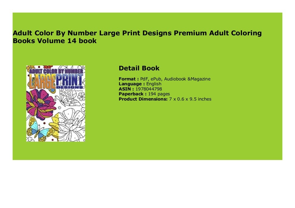 Adult Color By Number Large Print Designs Premium Adult Coloring Books ...