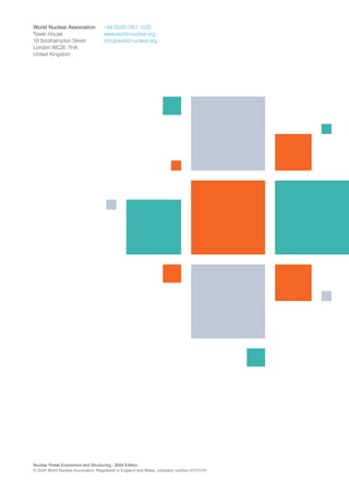 Nuclear Power Economics and Structuring - 2024 Edition
© 2024 World Nuclear Association. Registered in England and Wales, company number 01215741
World Nuclear Association
Tower House
10 Southampton Street
London WC2E 7HA
United Kingdom
+44 (0)20 7451 1520
www.world-nuclear.org
info@world-nuclear.org
 