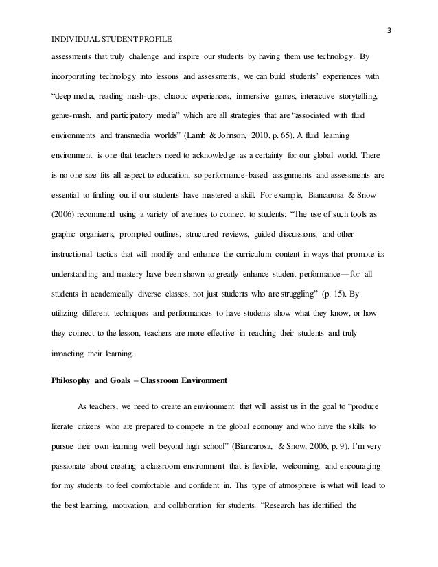 individual student profile