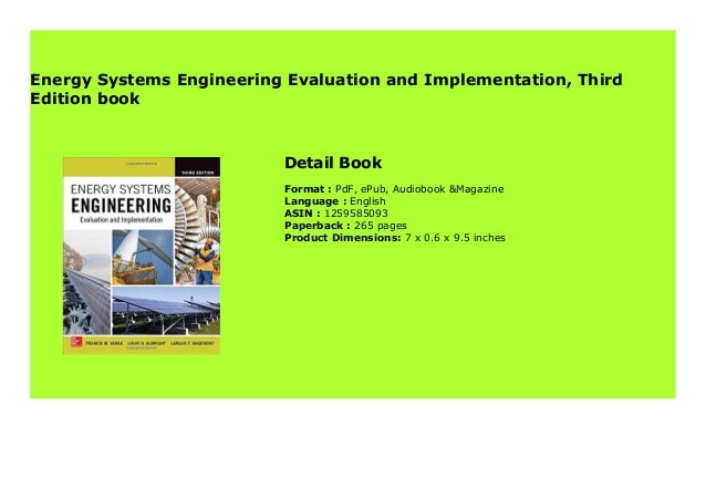 Energy Systems Engineering Evaluation And Implementation Pdf