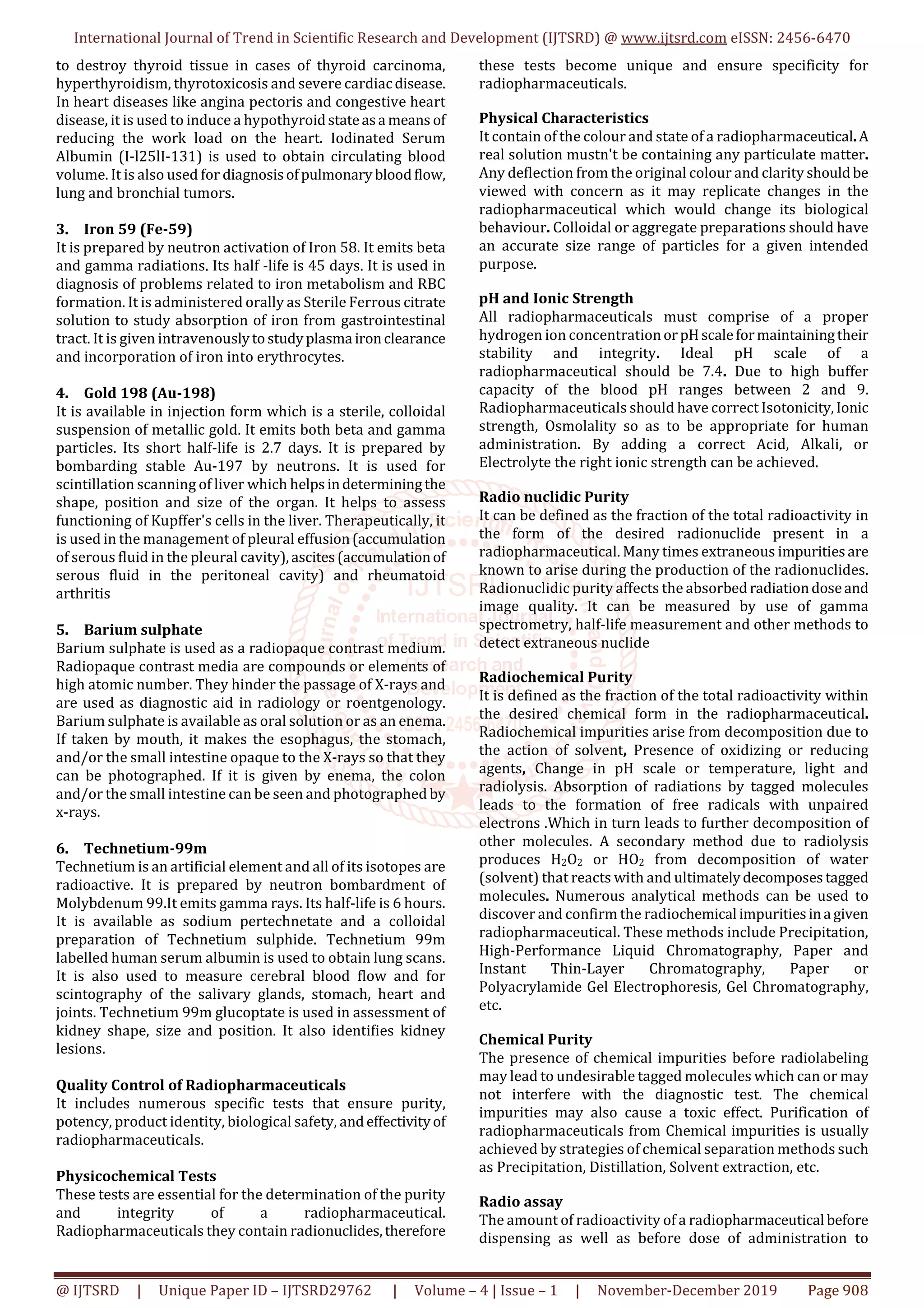 Illustrative Review on Radiopharmaceuticals | PDF