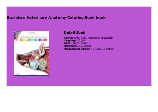 Saunders Veterinary Anatomy Coloring Book book 1967