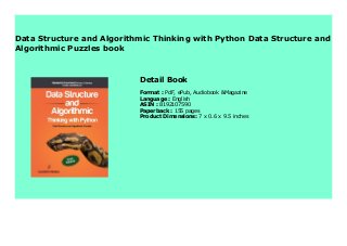 Data Structure and Algorithmic Thinking with Python Data Structure and ...
