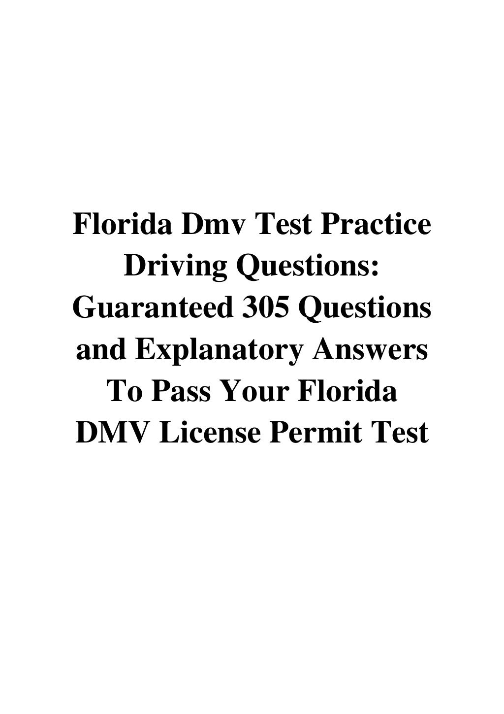 Florida Dmv Test Practice Driving Questions PDF Jonah Taylor Guaran…