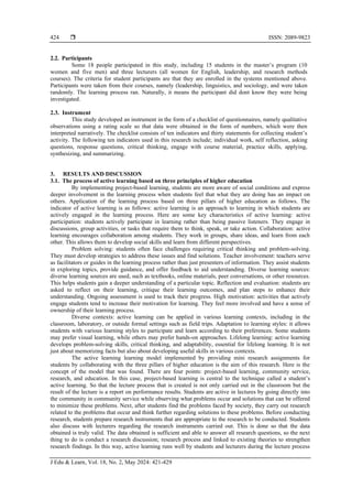 Active learning with research based on three principles of higher ...