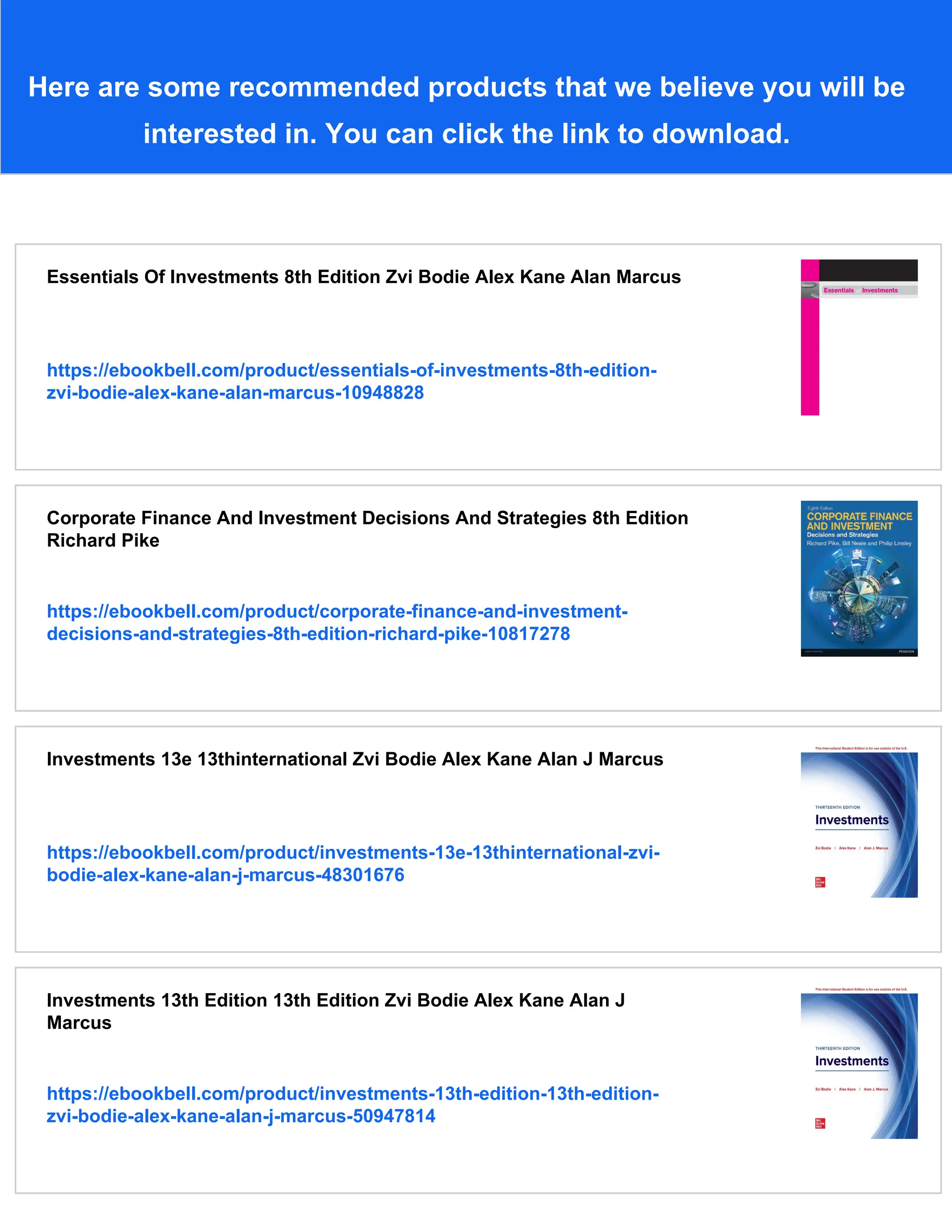 Investments 8th Edition 8th Bodie Zvi Kane Alex Marcus Alan J | PDF