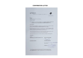 CONFIRMATION LETTER
 