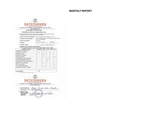 MONTHLY REPORT
 