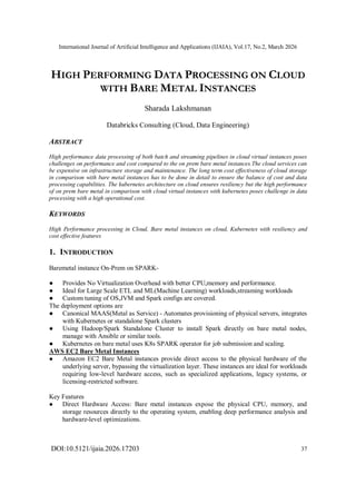 HIGH PERFORMING DATA PROCESSING ON CLOUD WITH BARE METAL INSTANCES | PDF