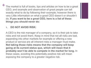 10 things a great CEO should never do | PPTX
