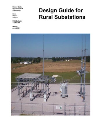 United States
Department of
Agriculture

Rural
                Design Guide for
Utilities
Service

RUS Bulletin
                Rural Substations
1724E-300

Issued
June 2001
 