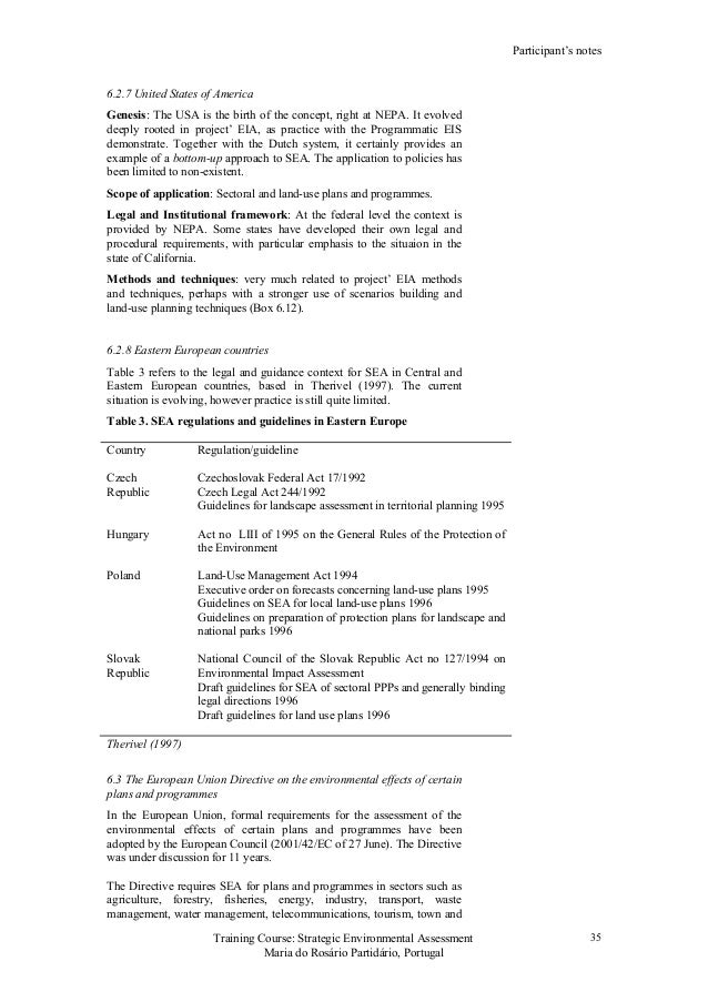 Strategic Environmental Assessment Sea Current Practices - 