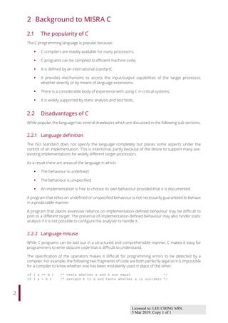 Misra C2012 Guidelines For The Use Of The C Language In Critical ...
