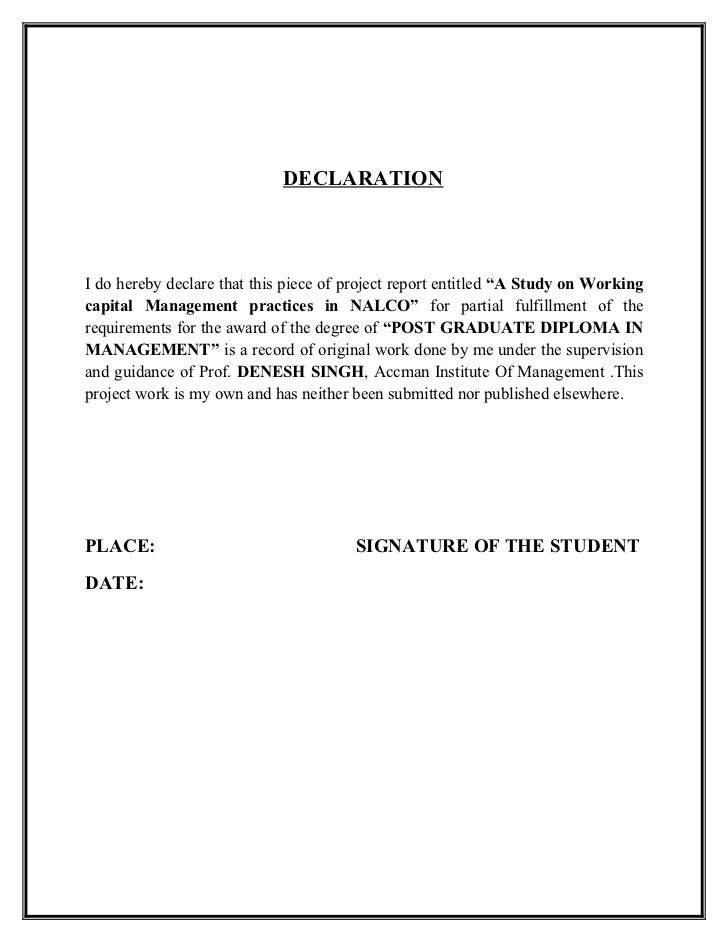 summer internship report on working capital of nalco Ani project final report on “working capital management at nalco” by rakesh kumar baral (pgdm) accman institute of management summer internship project (batch of 2008) preface to start any business, first of all we need finance and the success of that business entirely depends on the proper management of day-to-day finance and the management of this short-term capital or finance of the . summer internship report on working capital of nalco Ani project final report on “working capital management at nalco” by rakesh kumar baral (pgdm) accman institute of management summer internship project (batch of 2008) preface to start any business, first of all we need finance and the success of that business entirely depends on the proper management of day-to-day finance and the management of this short-term capital or finance of the .