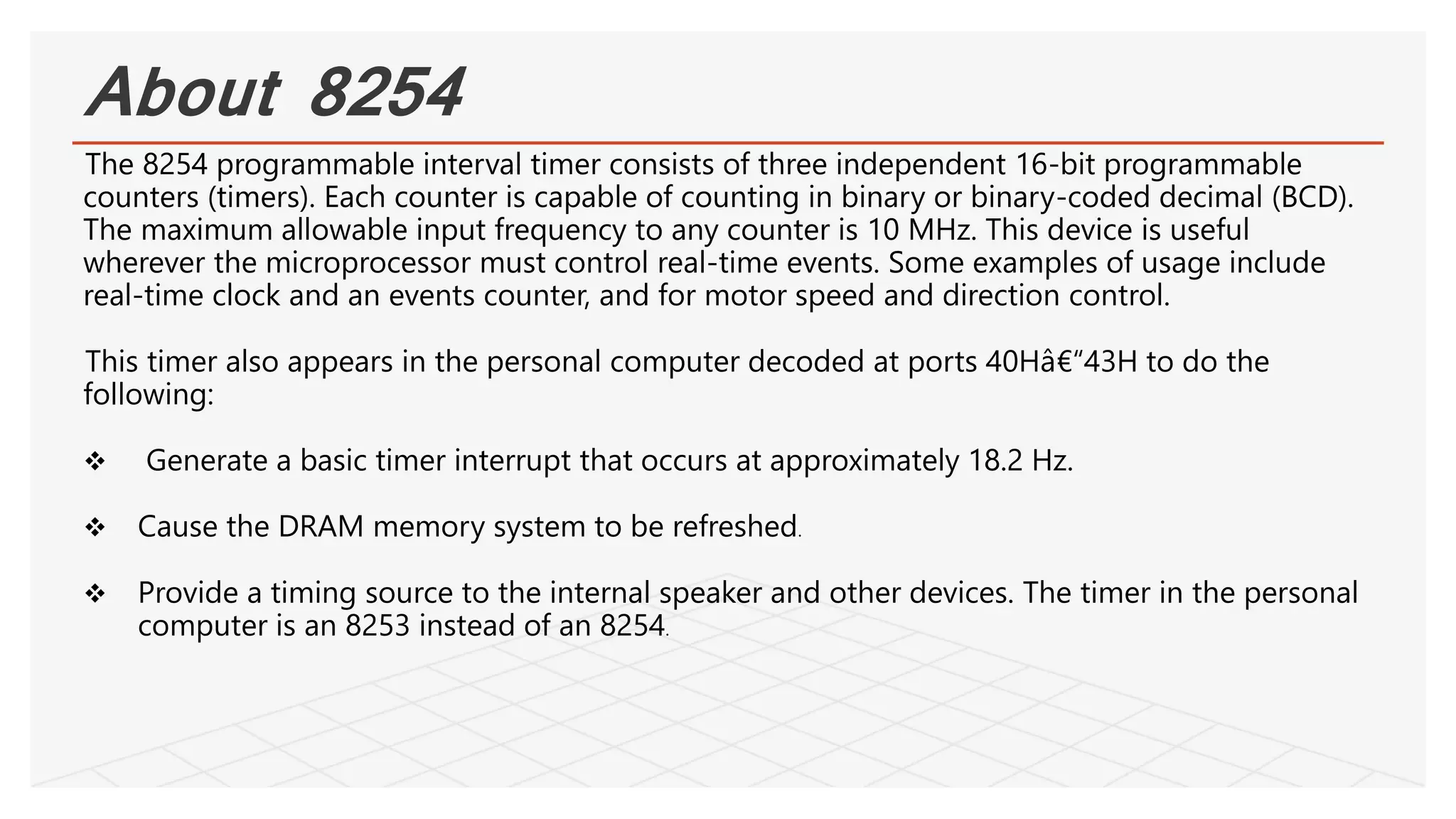 System Connection Of 8254 and Its Port Selection | PPTX