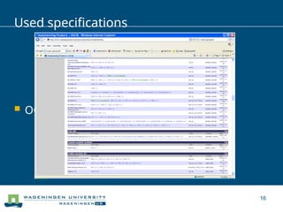 16
Used specifications
 OGC web-site (nog
 