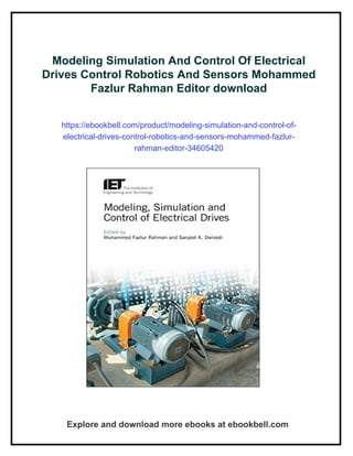 Modeling Simulation And Control Of Electrical Drives Control Robotics ...
