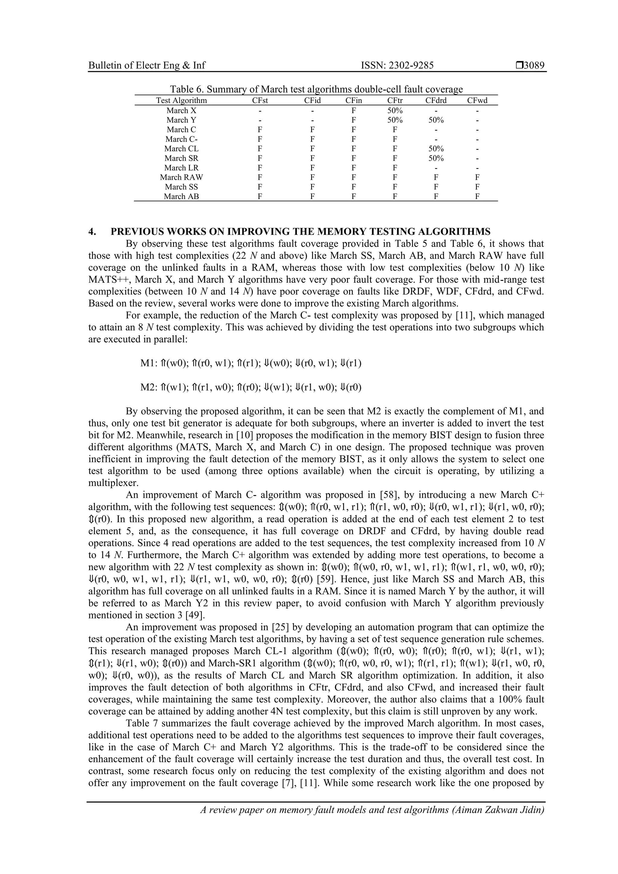 A review paper on memory fault models and test algorithms | PDF