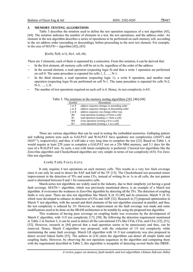 A review paper on memory fault models and test algorithms | PDF