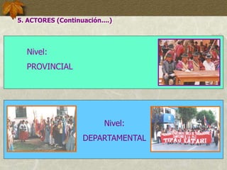 Nivel:
DEPARTAMENTAL
Nivel:
PROVINCIAL
5. ACTORES (Continuación....)
 
