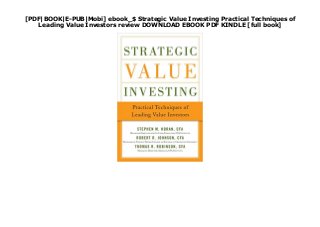 [PDF|BOOK|E-PUB|Mobi] ebook_$ Strategic Value Investing Practical Techniques of
Leading Value Investors review DOWNLOAD EBOOK PDF KINDLE [full book]
 