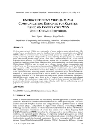 Energy Efficient Virtual MIMO Communication Designed for Cluster based ...