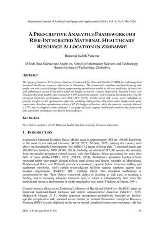 A Prescriptive Analytics Framework for Risk-Integrated Maternal ...