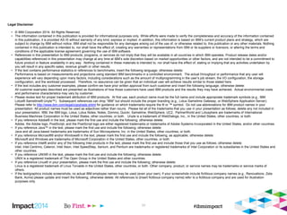 Legal Disclaimer
• © IBM Corporation 2014. All Rights Reserved.
• The information contained in this publication is provided for informational purposes only. While efforts were made to verify the completeness and accuracy of the information contained
in this publication, it is provided AS IS without warranty of any kind, express or implied. In addition, this information is based on IBM’s current product plans and strategy, which are
subject to change by IBM without notice. IBM shall not be responsible for any damages arising out of the use of, or otherwise related to, this publication or any other materials. Nothing
contained in this publication is intended to, nor shall have the effect of, creating any warranties or representations from IBM or its suppliers or licensors, or altering the terms and
conditions of the applicable license agreement governing the use of IBM software.
• References in this presentation to IBM products, programs, or services do not imply that they will be available in all countries in which IBM operates. Product release dates and/or
capabilities referenced in this presentation may change at any time at IBM’s sole discretion based on market opportunities or other factors, and are not intended to be a commitment to
future product or feature availability in any way. Nothing contained in these materials is intended to, nor shall have the effect of, stating or implying that any activities undertaken by
you will result in any specific sales, revenue growth or other results.
• If the text contains performance statistics or references to benchmarks, insert the following language; otherwise delete:
Performance is based on measurements and projections using standard IBM benchmarks in a controlled environment. The actual throughput or performance that any user will
experience will vary depending upon many factors, including considerations such as the amount of multiprogramming in the user's job stream, the I/O configuration, the storage
configuration, and the workload processed. Therefore, no assurance can be given that an individual user will achieve results similar to those stated here.
• If the text includes any customer examples, please confirm we have prior written approval from such customer and insert the following language; otherwise delete:
All customer examples described are presented as illustrations of how those customers have used IBM products and the results they may have achieved. Actual environmental costs
and performance characteristics may vary by customer.
• Please review text for proper trademark attribution of IBM products. At first use, each product name must be the full name and include appropriate trademark symbols (e.g., IBM
Lotus® Sametime® Unyte™). Subsequent references can drop “IBM” but should include the proper branding (e.g., Lotus Sametime Gateway, or WebSphere Application Server).
Please refer to http://www.ibm.com/legal/copytrade.shtml for guidance on which trademarks require the ® or ™ symbol. Do not use abbreviations for IBM product names in your
presentation. All product names must be used as adjectives rather than nouns. Please list all of the trademarks that you use in your presentation as follows; delete any not included in
your presentation. IBM, the IBM logo, Lotus, Lotus Notes, Notes, Domino, Quickr, Sametime, WebSphere, UC2, PartnerWorld and Lotusphere are trademarks of International
Business Machines Corporation in the United States, other countries, or both. Unyte is a trademark of WebDialogs, Inc., in the United States, other countries, or both.
• If you reference Adobe® in the text, please mark the first use and include the following; otherwise delete:
Adobe, the Adobe logo, PostScript, and the PostScript logo are either registered trademarks or trademarks of Adobe Systems Incorporated in the United States, and/or other countries.
• If you reference Java™ in the text, please mark the first use and include the following; otherwise delete:
Java and all Java-based trademarks are trademarks of Sun Microsystems, Inc. in the United States, other countries, or both.
• If you reference Microsoft® and/or Windows® in the text, please mark the first use and include the following, as applicable; otherwise delete:
Microsoft and Windows are trademarks of Microsoft Corporation in the United States, other countries, or both.
• If you reference Intel® and/or any of the following Intel products in the text, please mark the first use and include those that you use as follows; otherwise delete:
Intel, Intel Centrino, Celeron, Intel Xeon, Intel SpeedStep, Itanium, and Pentium are trademarks or registered trademarks of Intel Corporation or its subsidiaries in the United States and
other countries.
• If you reference UNIX® in the text, please mark the first use and include the following; otherwise delete:
UNIX is a registered trademark of The Open Group in the United States and other countries.
• If you reference Linux® in your presentation, please mark the first use and include the following; otherwise delete:
Linux is a registered trademark of Linus Torvalds in the United States, other countries, or both. Other company, product, or service names may be trademarks or service marks of
others.
• If the text/graphics include screenshots, no actual IBM employee names may be used (even your own), if your screenshots include fictitious company names (e.g., Renovations, Zeta
Bank, Acme) please update and insert the following; otherwise delete: All references to [insert fictitious company name] refer to a fictitious company and are used for illustration
purposes only.
34
 