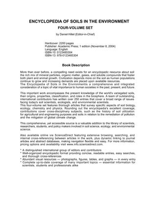 Encyclopedia Of Soils In The Environment 1st Edition Hillel Daniel | PDF