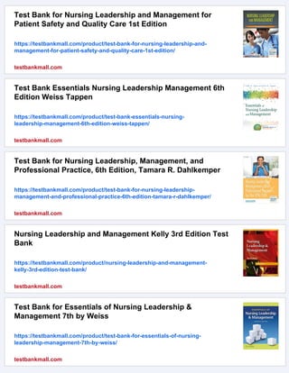 Test Bank for Leadership and Nursing Care Management 6th Edition by ...