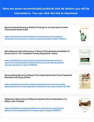 Beyond Liberal Democracy Political Thinking For An East Asian Context ...