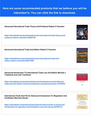 Advanced International Trade Theory And Evidence Robert C Feenstra