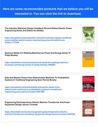 Electric Machines Electric Power Engineering Series 1st Edition Gross | PDF