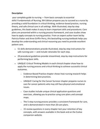 Test Bank for Fundamentals of Nursing 9th Edition by Potter | PDF