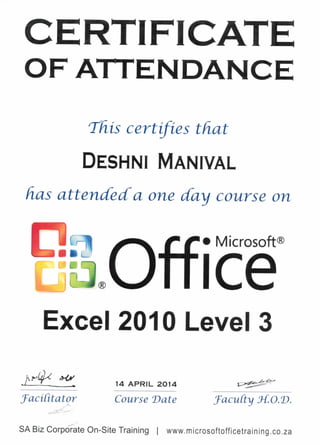 Excel Level 3 Certificate