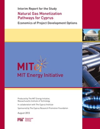 Interim Report for the Study
Natural Gas Monetization
Pathways for Cyprus
Economics of Project Development Options
Produced by The MIT Energy Initiative,
Massachusetts Institute of Technology
In collaboration with The Cyprus Institute
Sponsored by The Cyprus Research Promotion Foundation
August 2013
 