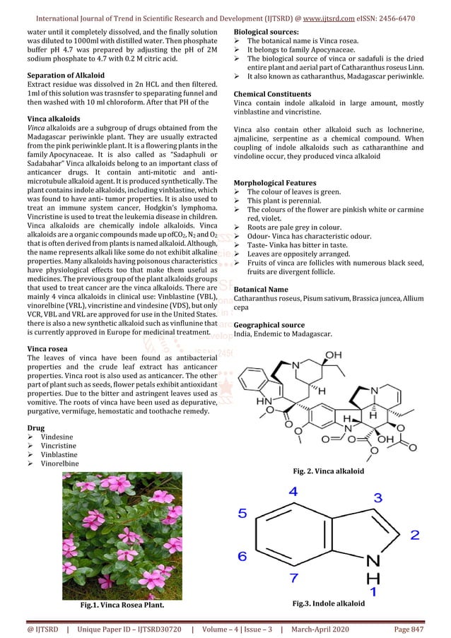 Overview on a Vinca Alkaloid and Its Medicinal, Therapeutic Properties ...
