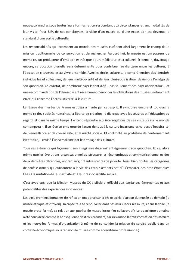 Le Rapport De La Mission Musees Du Xxie Siecle