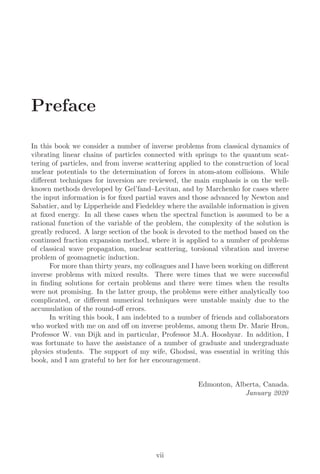 An Introduction To Inverse Problems In Physics Mohsen Razavy | PDF
