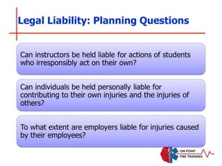 Legal Liability: Planning Questions
 
