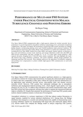 Performance of Multi-Hop FSO Systems Under Practical Conditions with ...