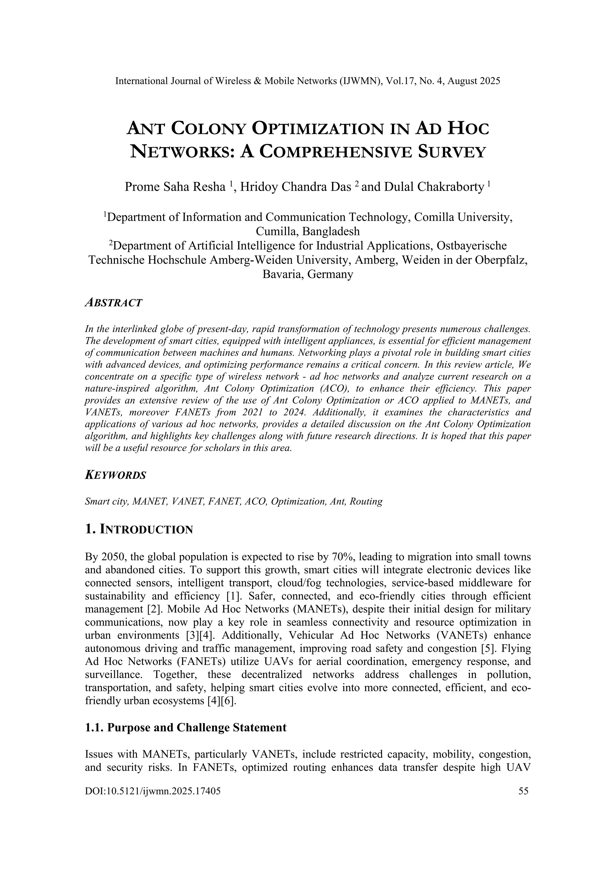 Ant Colony Optimization in Ad Hoc Networks: A Comprehensive Survey | PDF
