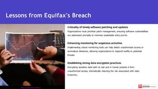 Criticality of timely software patching and updates
Organizations must prioritize patch management, ensuring software vulnerabilities
are addressed promptly to minimize exploitable entry points.
Enhancing monitoring for suspicious activities
Implementing robust monitoring tools can help detect unauthorized access or
anomalous behaviors, allowing organizations to respond swiftly to potential
threats.
Establishing strong data encryption practices
Encrypting sensitive data both at rest and in transit protects it from
unauthorized access, dramatically reducing the risk associated with data
breaches.
Lessons from Equifax's Breach
Photo by RDNE Stock project on
 